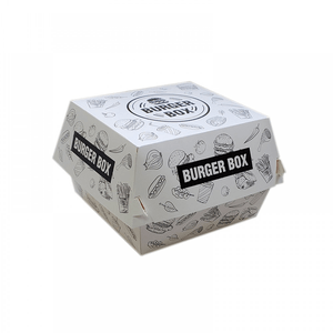 Cutie hamburger medie URBAN – 117x106x89 mm – carton alb laminat – 100 buc/set