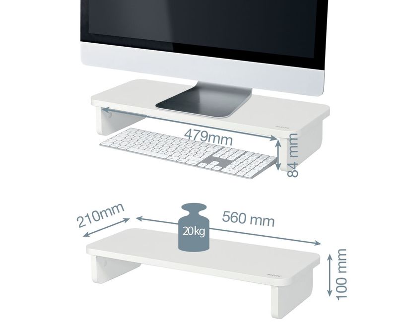Suport-Monitor-Alb-Leitz-Ergonomic-spatiu-de-depozitare