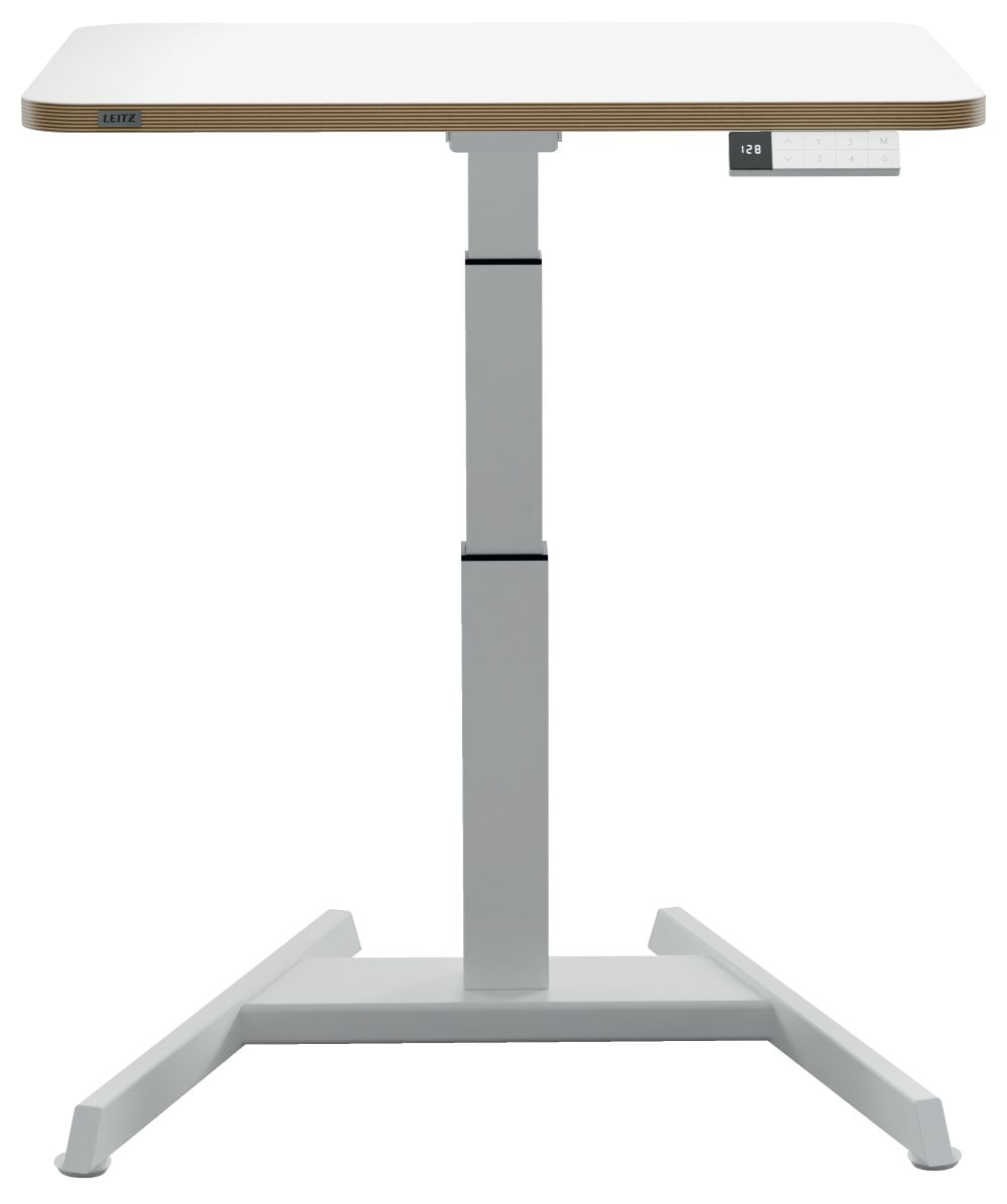 Birou ergonomic Leitz electric ajustabil pe inaltime USB Alb