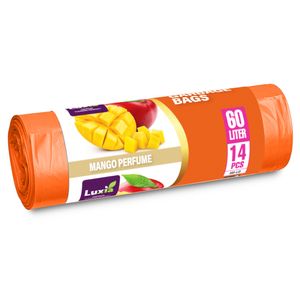 Saci menajeri Luxia cu urechi de prindere 60L 14 buc/rola HD-LD portocaliu parfum mango