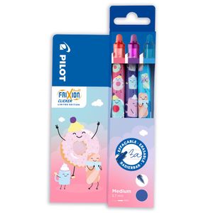 Set Pilot Frixion Clicker Fancy 0.7 mm 3 rollere - roz, bleu si violet