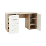 Schiță-tehnică-birou-stejar-sonoma-alb-cu-dulap-și-sertare-137x60x763-cm