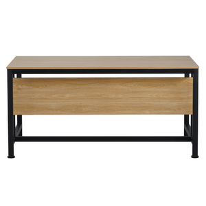 Birou cu blat MDF laminat stejar și picioare metalice negre 150x80x72 cm