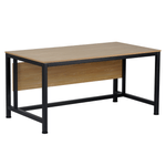 Birou-industrial-150x80-cm-cu-picioare-metalice-negre-și-blat-laminat-stejar-vedere-laterală