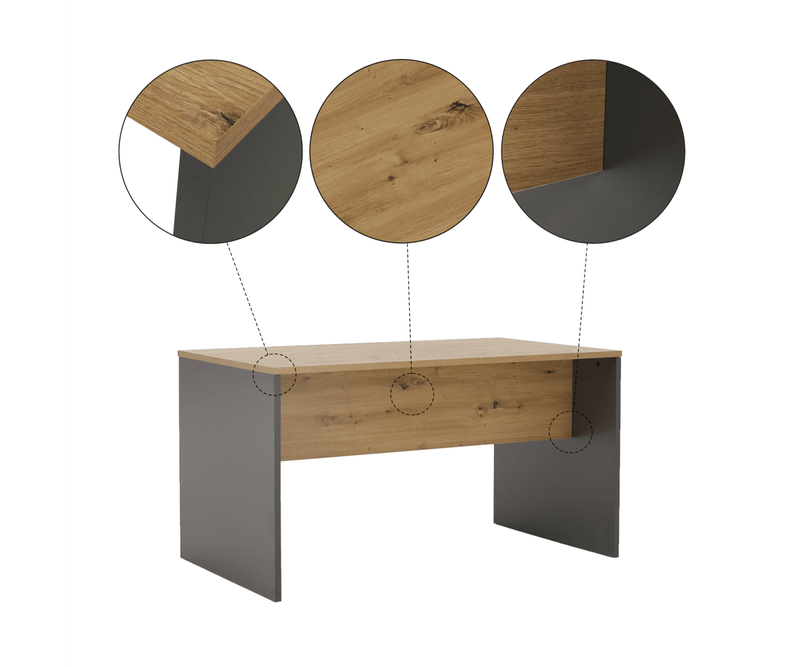 Detalii-birou-gri-antracit-stejar-artisan-cu-textură-stejar-și-laterale-gri