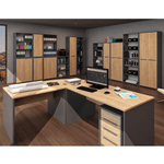 Birou-gri-antracit-cu-blat-stejar-artisan-integrat-intr-un-birou-modern