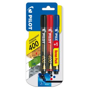 Set 3 markere permanente Pilot 400 varf tesit 4 mm