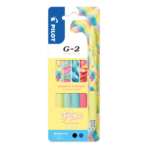 Set rollere cu gel Pilot G2 Flow 0.7 mm cu click 4 culori