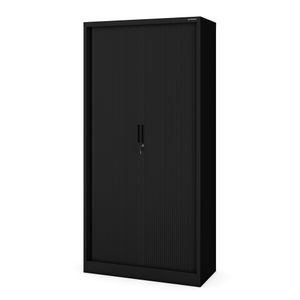 Dulap metalic de birou cu rulou DAMIAN, 900 x 1850 x 450 mm, negru