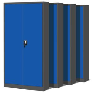 4x set dulap metalic cu incuietoare JAN, 900 x 1850 x 400 mm, albastru-antracit