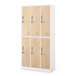 Dulap de haine securizat cu 6 usi IGOR, 900 x 1850 x 450 mm, Eco Design: alb-stejar sonoma