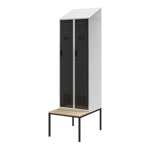 Dulap haine cu acoperis inclinat si bancuta KACPER II PRO, 600 x 2295 x 85 mm, gri-antracit