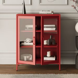 Vitrina living GINA, 800 x 1015 x 400 mm, Modern: rosu