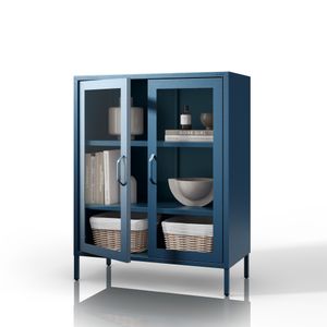 Vitrina living GINA, 800 x 1015 x 400 mm, Modern: albastru inchis