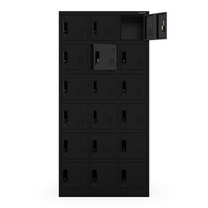 Dulap social cu compartimente KAROL, 900 x 1850 x 400 mm, negru