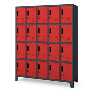 Dulap metalic pentru vestiar ROBERT 1360 x 1720 x 450 mm, antracit-rosu