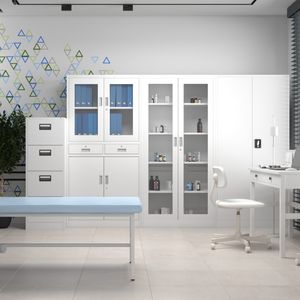 Dulap cu usi din sticla AMELIA, 900 x 1850 x 400 mm, alb