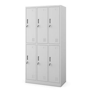 Dulap de haine securizat cu 6 usi IGOR, 900 x 1850 x 450 mm, gri