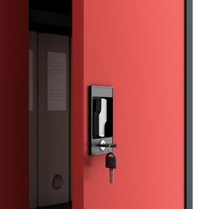 Dulap pentru dosare cu cheie BEATA, 900 x 930 x 400 mm, antracit-rosu