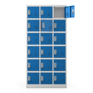 Dulap social cu dulapuri KAROL, 900 x 1850 x 400 mm, gri-albastru