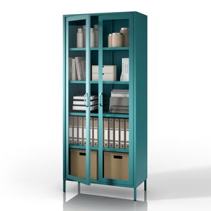 Vitrina living ANGELO 800 x 1850 x 450 mm, Modern: verde marin