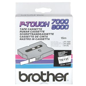 Banda Brother TX-131 12 mm x 15 m negru/transparent