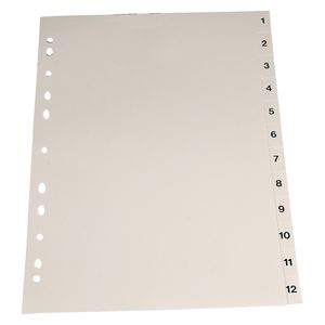 Index Noki A4 plastic numerotat 1-12 gri