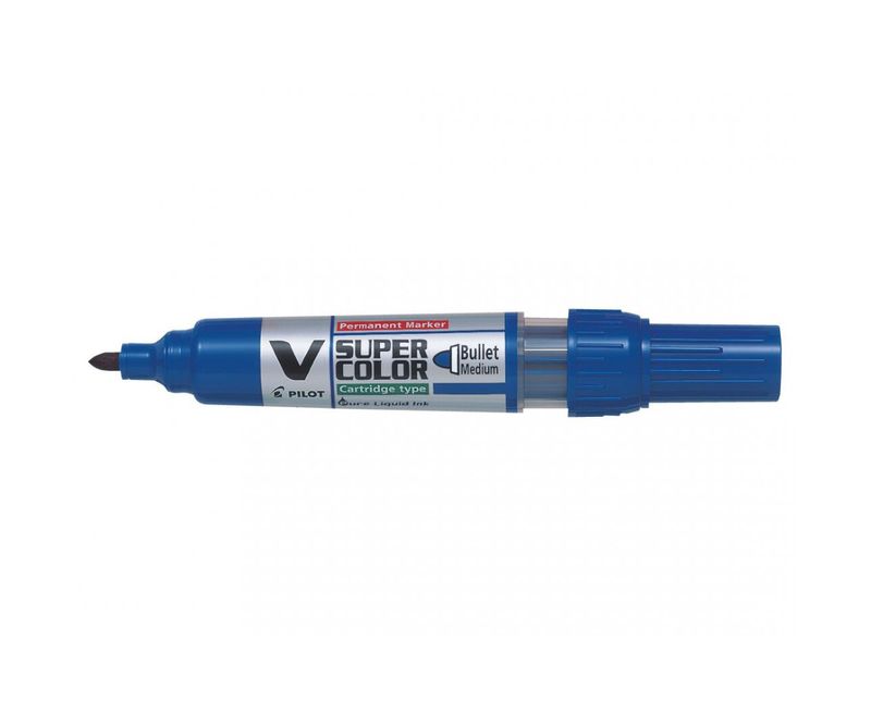 Marker-permanent-Pilot-VSuper-Color-varf-rotund-6-mm-albastru