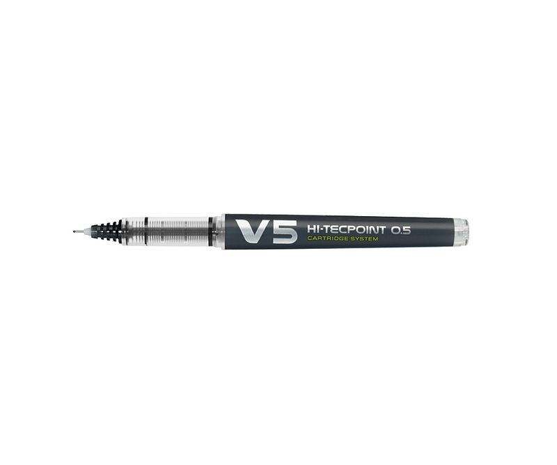 Roller-reincarcabil-Pilot-V5-Hi-Tecpoint-0.5-mm-negru