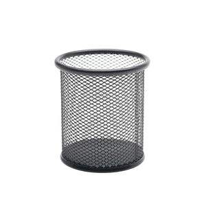 Suport instrumente de scris cilindric mesh metalic negru