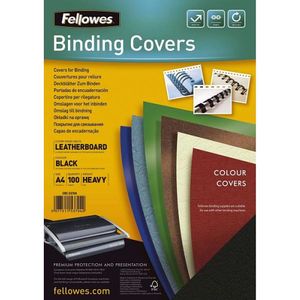 Coperti carton Fellowes A4 250 gr imitatie piele negru 100/top