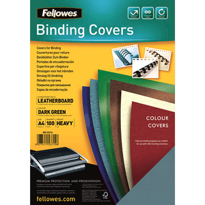 Coperti carton Fellowes A4 250 gr imitatie piele verde 100/top