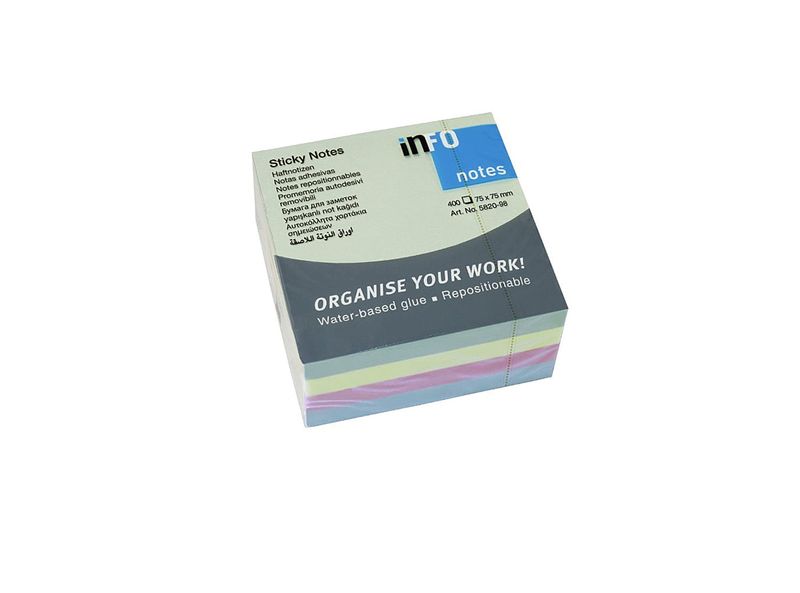 Notite adezive Info Notes, 75 x 75 mm, 400 file - Dacris.net
