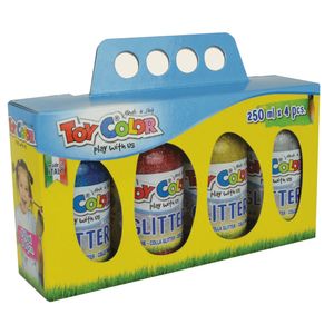 Lipici Toy Color Magic Glitter 250ml x 4 bucati/set