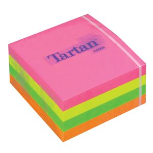 Notite adezive TARTAN™ 3M Cub culori neon 76 mm x 76 mm 400 file