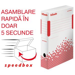 Container arhivare si transport cu capac carton reciclat si reciclabil alb cotor 80mm Esselte Speedbox