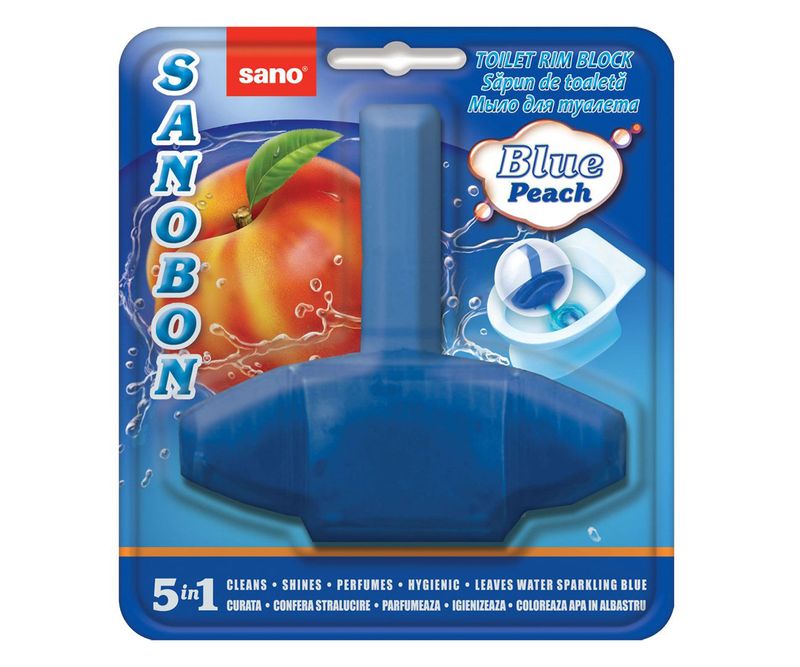 Odorizant vas toaleta Sano Bon Blue Peach 5 in 1, 55 g