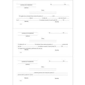Scrisoare de solicitare a foii matricole transmitere si confirmare