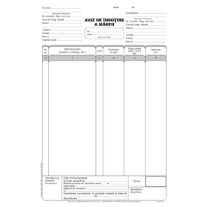 Aviz expeditie A4 50 exemplare/carnet 2 carnete/set hartie autocopiativa