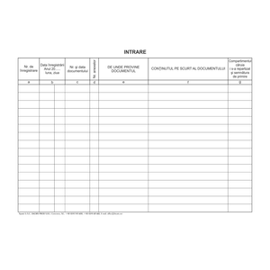 Registru cartonat intrare iesire A4 hartie offset 100 file/carnet