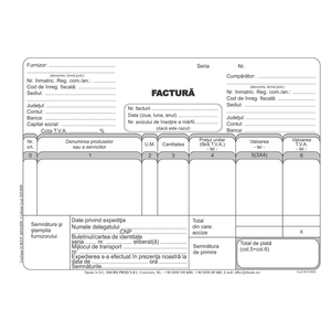 Factura fiscala A5 3 exemplare hartie autocopiativa 50 seturi/carnet