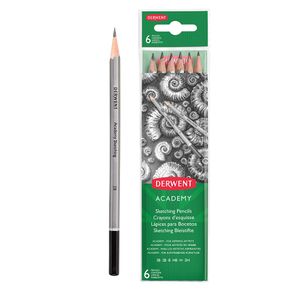 Creioane Grafit 2H-3B Derwent Academy blister 6 buc/set calitate superioara negru