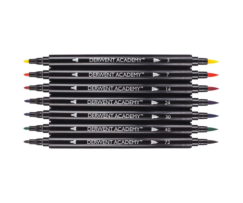 Marker-Derwent-Academy-2-capete-varf-pensula-8buc-set
