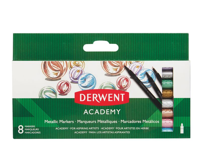 Marker-Derwent-Academy-varf-ascutit-culori-metalice-8buc-set