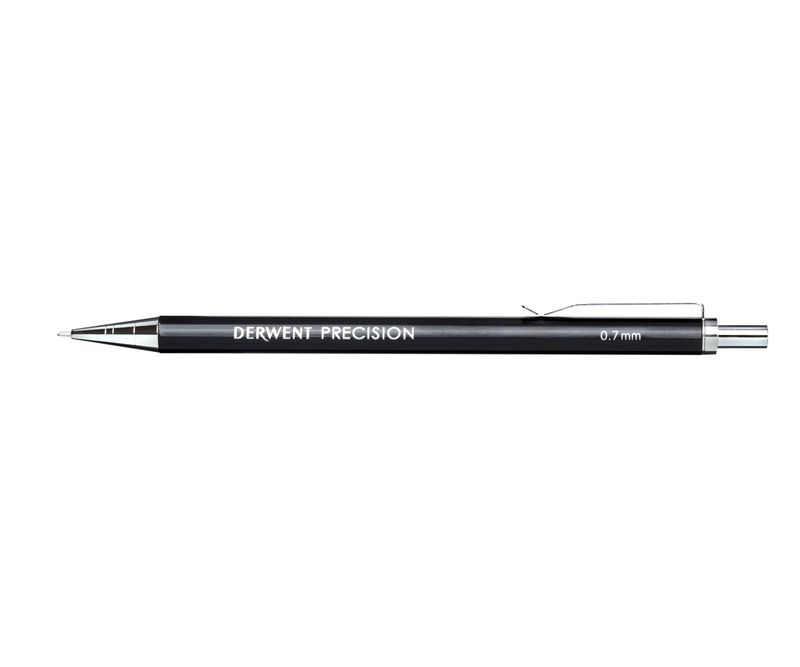 Creion-mecanic-metalic-0.7HB-Derwent-Professional-Negru-Rezerva-mina-si-Radiera-incluse