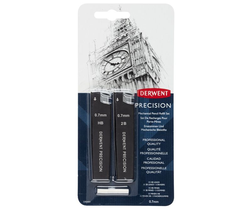 Set-30-rezerve-mine-si-3-radiere-Derwent-Professional-pentru-creion-mecanic-HB-2B-0.7-mm-negru