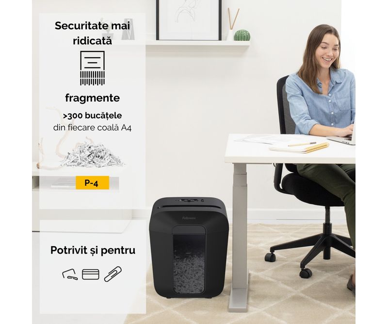 Distrugator-documente-LX45-cross-cut-8-coli-negru-Fellowes