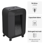 Distrugator-documente-LX85-cross-cut-12-coli-negru-Fellowes