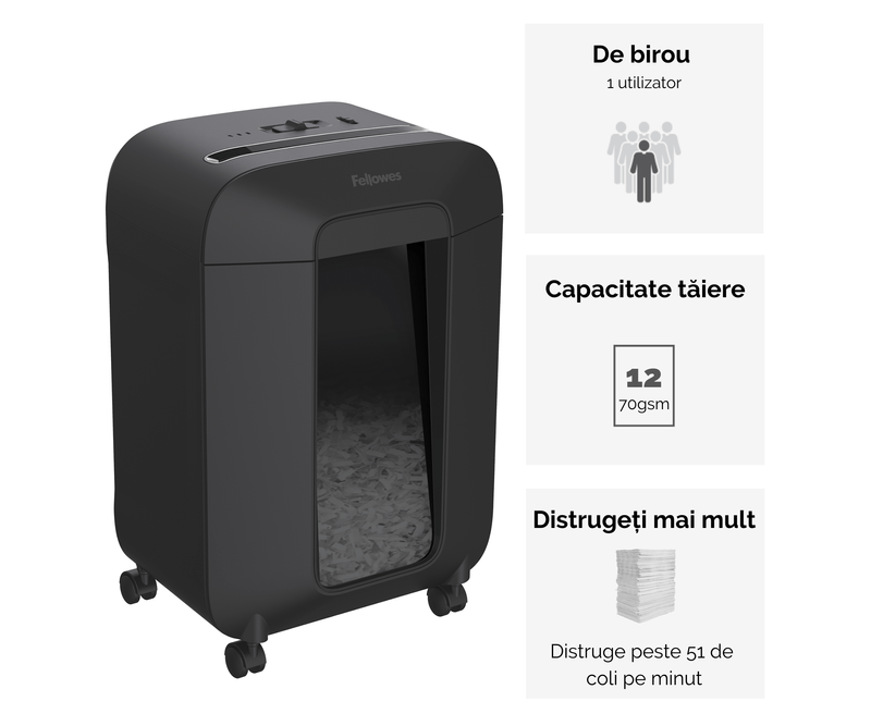 Distrugator-documente-LX85-cross-cut-12-coli-negru-Fellowes