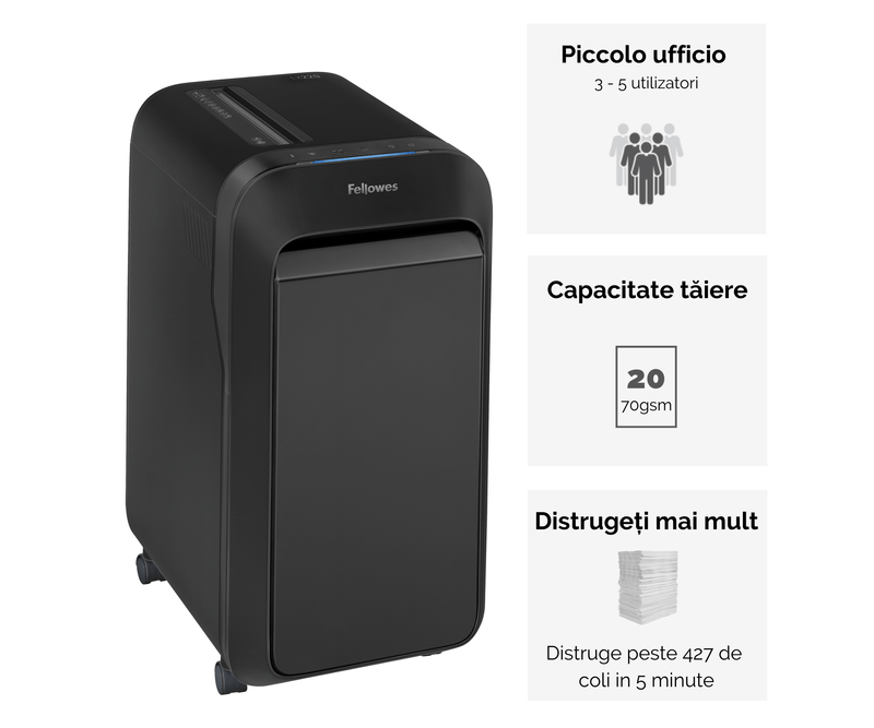 Distrugator-documente-LX220-mini-cut-20-coli-negru-Fellowes